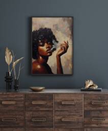 Black Woman Art Print Fashion Wall Art, African American Painting - thumbnail 1
