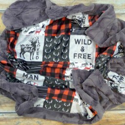 Little Man Minky Blanket - Buffalo Check Blanket- Plaid Deer Designer Lumberjack Baby Baby Boy - thumbnail 3