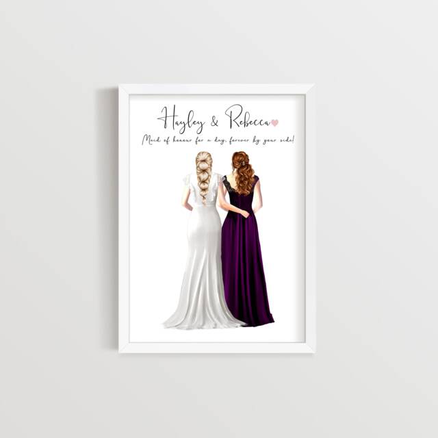 Personalised Bride Maid Of Honour Print, Best Friends Bridesmaid