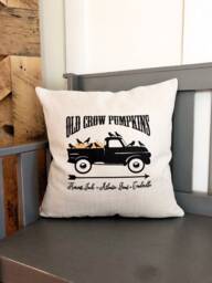 Vintage Truck Halloween Linen Pillow Cover Farmhouse Fall Decor - thumbnail 1
