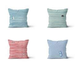 Marine Striped Pattern Decorative Cushion Cover/Blue Turquoise Red Marine Seaside Home Decor Pillow Case/Beach Throw Navy Nautical - thumbnail 1