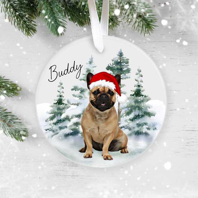 Personalised French Bulldog Christmas Ornament - Custom Dog Bauble With Name, 38 Different Breeds - image 1