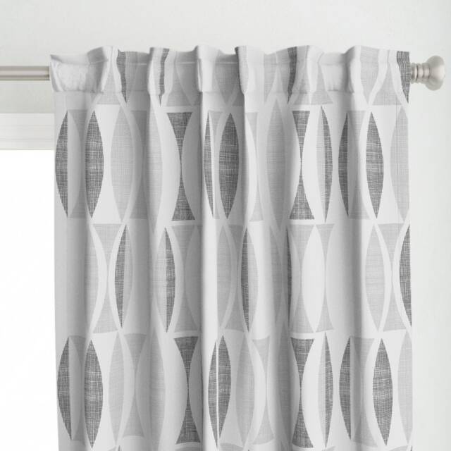 Mid Century Modern Curtain Panel - Geometric Waves Farmhouse Vintage Custom Field in Light Gray By Chicca_Besso - image 1