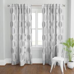 Mid Century Modern Curtain Panel - Geometric Waves Farmhouse Vintage Custom Field in Light Gray By Chicca_Besso - thumbnail 2