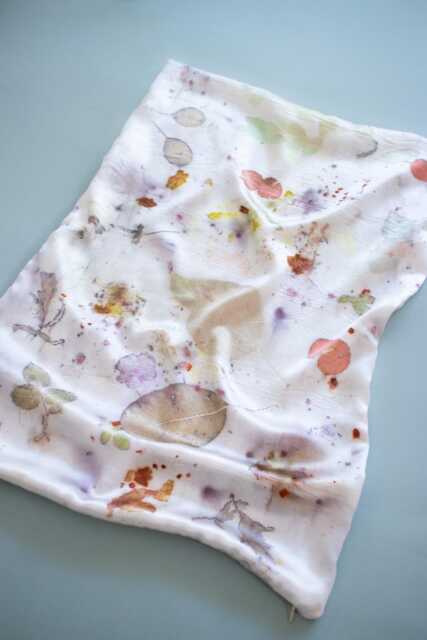 Eco Print Silk Pillowcase 50 Momme Mulberry Satin, Natural Plant Dye - image 1