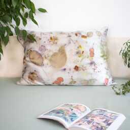 Eco Print Silk Pillowcase 50 Momme Mulberry Satin, Natural Plant Dye - thumbnail 3