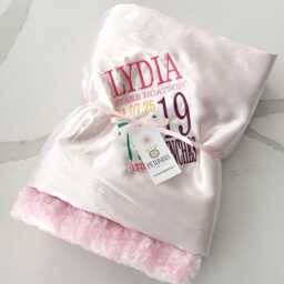 Personalized Baby Blanket - Custom Birth Stats Minky Soft Toddler Unique Gift Plush Keepsake - thumbnail 2