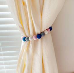 Blue Curtain Tie Backs Girl Tiebacks Kids Nursery Tieback Pink Pom Holder Felt Ball Pull Back Nordic