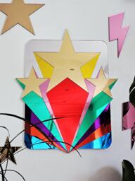 Shooting Star Rainbow Mirror Wall Art - Maximalist Colourful Bold Dopamine Decor - thumbnail 1