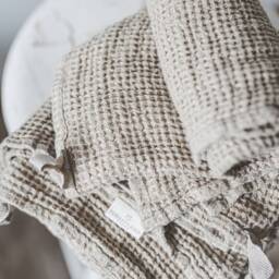 Waffle Linen Towels, Heavyweight Bath Hand Natural Bathroom Softened Organic Towels Set - thumbnail 3