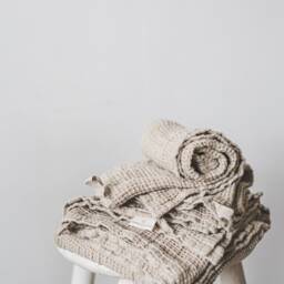 Waffle Linen Towels, Heavyweight Bath Hand Natural Bathroom Softened Organic Towels Set - thumbnail 2