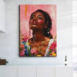 African American Woman Abstract Oil Painting Framed Poster Print & Canvas Wall Decor Art Bedroom Home Office Interior Gift
