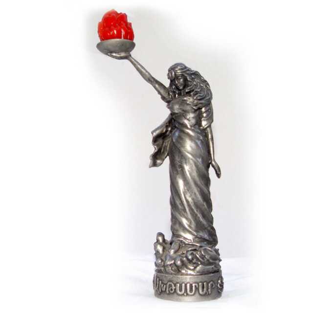 Aghtamar Pewter Souvenir Statue, Antique Finish With Candle - image 1