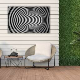 Black & White Optical Illusion Glass Wall Art - Modern 3D Tunnel Effect Decor, Spiral Hanging, Hypnotise Decor - thumbnail 3