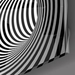 Black & White Optical Illusion Glass Wall Art - Modern 3D Tunnel Effect Decor, Spiral Hanging, Hypnotise Decor - thumbnail 2