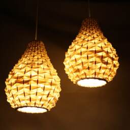 Handwoven Bamboo Pendant Light Gourd Chandelier, Set Of 2 - thumbnail 3