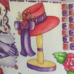 "Red Hat Society Pillow Appliqued & Quilted, Embroidered " - thumbnail 4