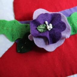 "Red Hat Society Pillow Appliqued & Quilted, Embroidered " - thumbnail 2