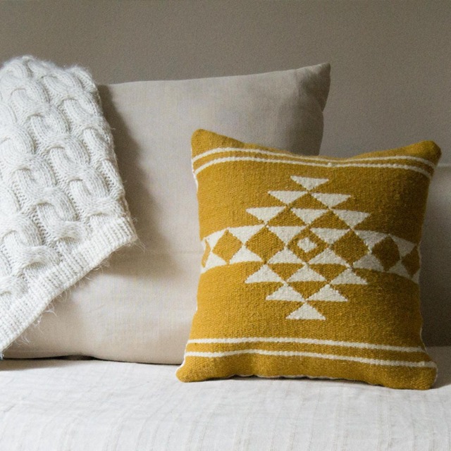 Sahara Handwoven Kilim Throw Pillow Cover Mustard Decorative Pillowcase Turkish Southwestern Oriental 20x20 18x18 16x16 Home Decor Gift - image 1