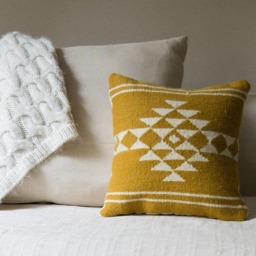 Sahara Handwoven Kilim Throw Pillow Cover Mustard Decorative Pillowcase Turkish Southwestern Oriental 20x20 18x18 16x16 Home Decor Gift - thumbnail 1