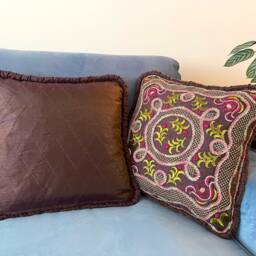 Hand Embroidery Pillow Set Purple Ruffle Accent Pillows - thumbnail 2