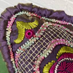 Hand Embroidery Pillow Set Purple Ruffle Accent Pillows - thumbnail 4