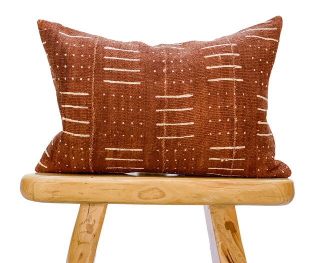 Mudcloth Pillow Cover, African Pillow, Lumbar Brown Rust Cushion- Fall Decor Pillow- Throw Mud Cloth - image 1