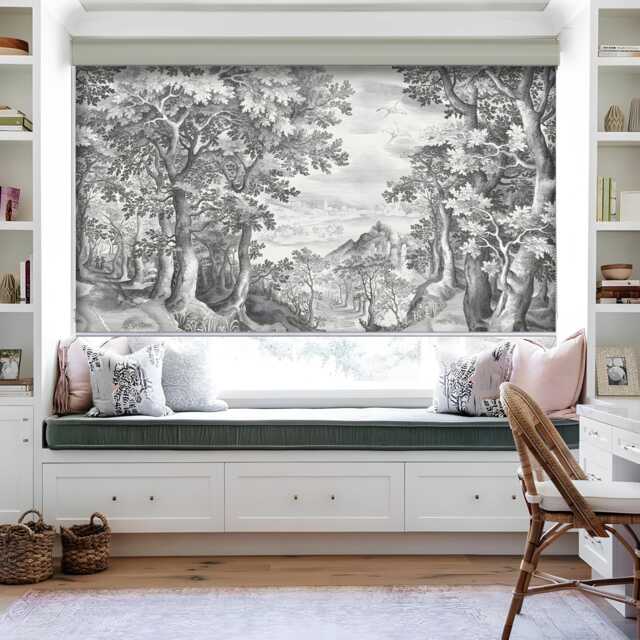 Panoramic Scenery Black & White Romantic Photo Printed Custom Made - Vnt-73 Window Roller Blind, Opaque Or Total Blackout Shade, Cord/Less - image 1