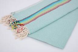Mint Green Turkish Beach Towel Sand Free Rainbow Peshtemal