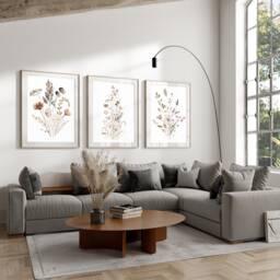 Flowers Set Of 3 Prints, Watercolour, Flower Print, Wildflower 3, Bedroom Wall Art, Home Decor, Neutral Art, Living Room A4 A3 A2 A1 - thumbnail 1