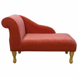 Handmade Orange Velvet Chaise Longue Small Sofa Daybed - thumbnail 2