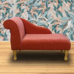 Handmade Orange Velvet Chaise Longue Small Sofa Daybed - thumbnail 3