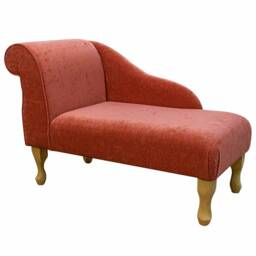 Handmade Orange Velvet Chaise Longue Small Sofa Daybed