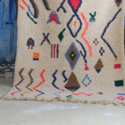 Moroccan Handmade Rug , Beni Ourain Style Morocco Wool Berber Rug, Modern Rug, Hand Woven Azilal - Brown Rug - thumbnail 3