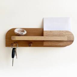 Small Entryway Organization, Key Holder, Wall Mount Coat Rack With Shelf, Mail Organizer, Exotic Hardwood Organizer For Home Decor - thumbnail 2
