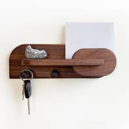 Small Entryway Organization, Key Holder, Wall Mount Coat Rack With Shelf, Mail Organizer, Exotic Hardwood Organizer For Home Decor - thumbnail 3