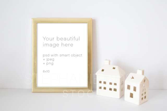 Gold Frame Mockup - Available in Psd, Jpeg, & Png Stock Photo Farmhouse Style