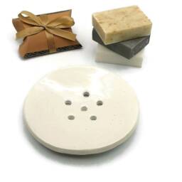 White Clay Soap Saver, Handmade Draining Dish, Zero-Waste Bathroom Accessory - thumbnail 2