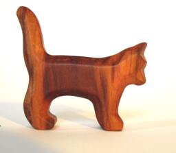 Plum Wood Cat Carving Lucky Charm Sculpture - thumbnail 1