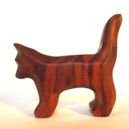 Plum Wood Cat Carving Lucky Charm Sculpture - thumbnail 2