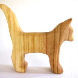 Plum Wood Cat Carving Lucky Charm Sculpture - thumbnail 4