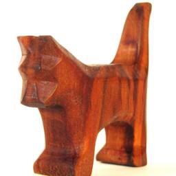 Plum Wood Cat Carving Lucky Charm Sculpture - thumbnail 3