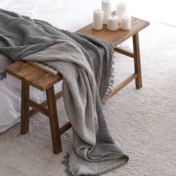 Organic Cotton Bedspread Queen, Gray Muslin Throw Blanket, Bed Cover - thumbnail 3