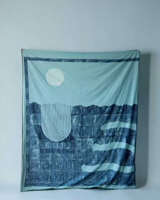 Blue Duvet Cover, Queen/King Bedding Set, 100% Cotton Bed Reversible Block-Printed Bedspread - image 1