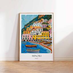 Minori Poster, Amalfi Coast Italy Travel Print, Wall Art, Italian Art - thumbnail 3