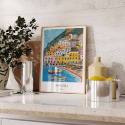 Minori Poster, Amalfi Coast Italy Travel Print, Wall Art, Italian Art - thumbnail 2