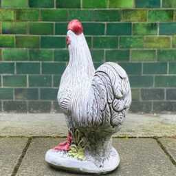 Concrete Rooster Figure Stone Bird Statue Handmade Patio Sculpture Outdoor Farmhouse Decor Cement Animal Ornament Garden Art - thumbnail 4