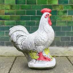 Concrete Rooster Figure Stone Bird Statue Handmade Patio Sculpture Outdoor Farmhouse Decor Cement Animal Ornament Garden Art - thumbnail 3