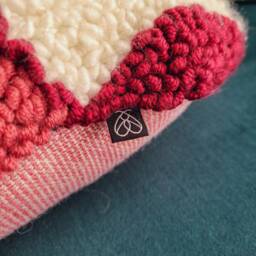 Pillow Moth Haploa Pink Punchneedle Embroidery, Livingroom Decor Pillow, Cushion Bug Inspired By Nature - thumbnail 3