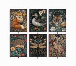 William Morris Animal Art Poster Set, Botanical Jungle Prints - thumbnail 1
